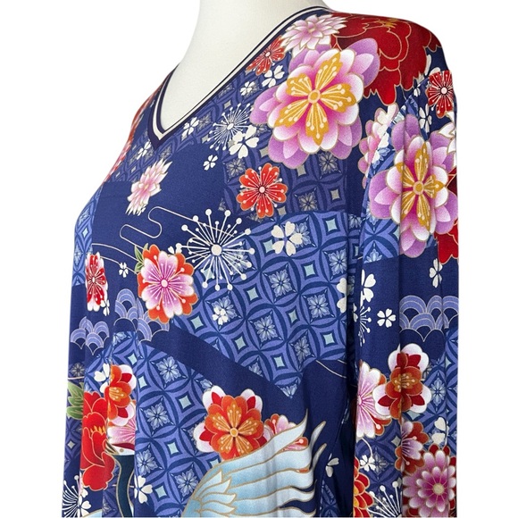 Johnny Was Large Pajaro Favorite 3/4 Sleeve V-Neck Multicolor Top NWT - Picture 5 of 9